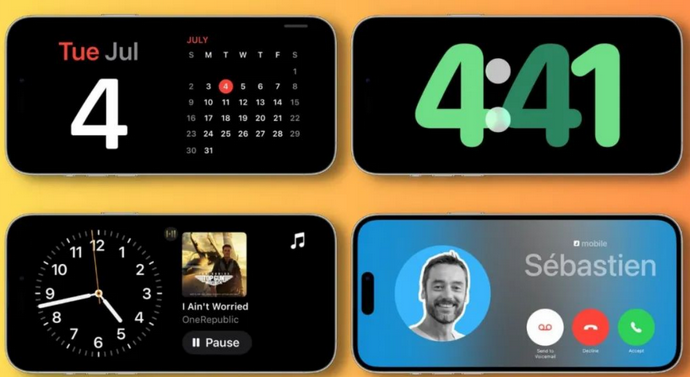 镶黄苹果手机维修分享iOS17横屏充电待机显示有什么好处 